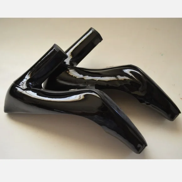 DOLCE & GABANNA  Black Patent Square Toe Block Heels Pumps  9.5 US 40 EU - Picture 11 of 11